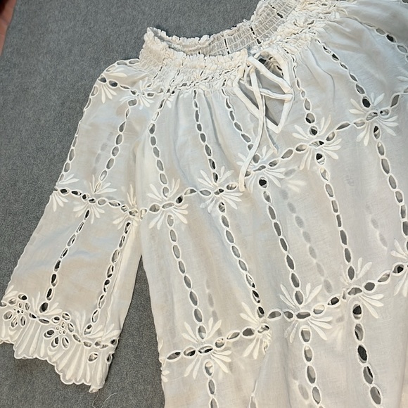 Coastal Fairy Eyelet Top Small Boho Coquette Conchita Cottage BeachSheer Summer - Picture 3 of 8